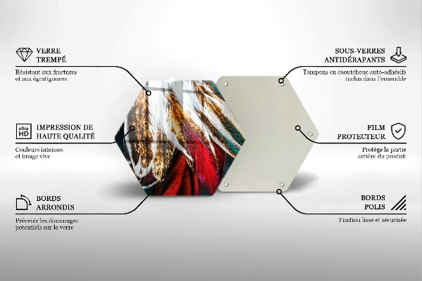 Kuchynská doska veľká zo skla Boho vtáčie perie