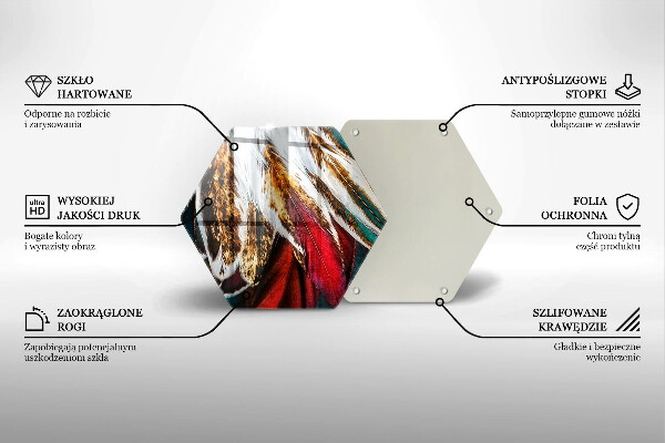 Kuchynská doska veľká zo skla Boho vtáčie perie