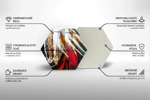 Kuchynská doska veľká zo skla Boho vtáčie perie