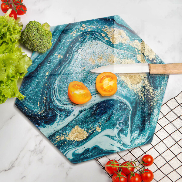 Kuchynská doska zo skla Modré zlato abstrakcia