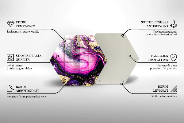 Kuchynská doska veľká zo skla Abstraktné prevedenie zlaté