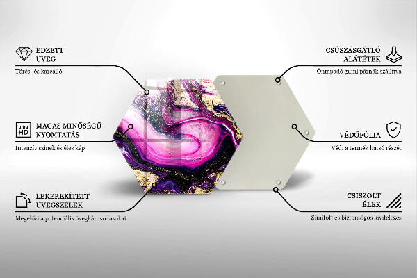 Kuchynská doska veľká zo skla Abstraktné prevedenie zlaté