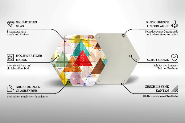 Kuchynská doska zo skla Maľované trojuholníky