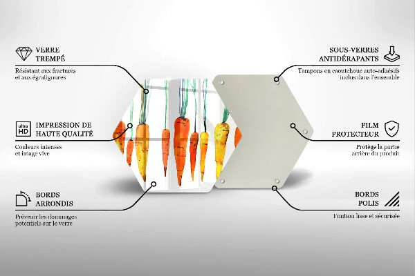 Kuchynská doska zo skla Mrkva ilustrácie