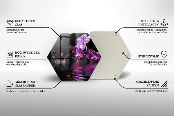 Kuchynská doska veľká zo skla Orchideová zenová voda