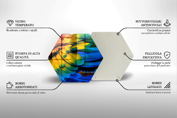 Kuchynská doska zo skla Farebné papagájové perie