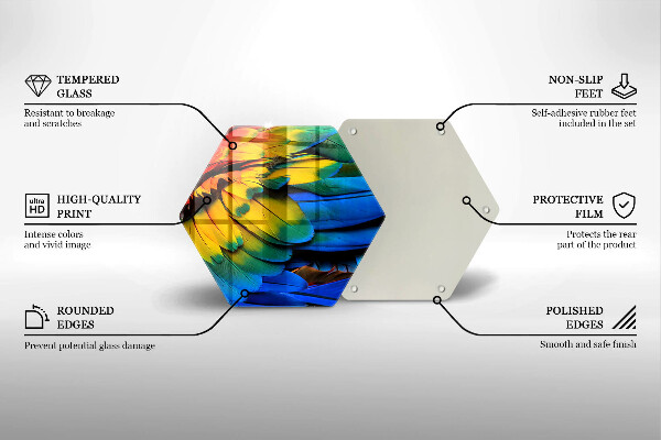 Kuchynská doska zo skla Farebné papagájové perie