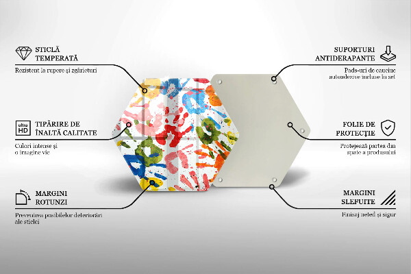 Kuchynská doska veľká zo skla Stopy detských rúk