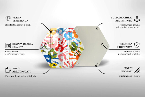 Kuchynská doska veľká zo skla Stopy detských rúk
