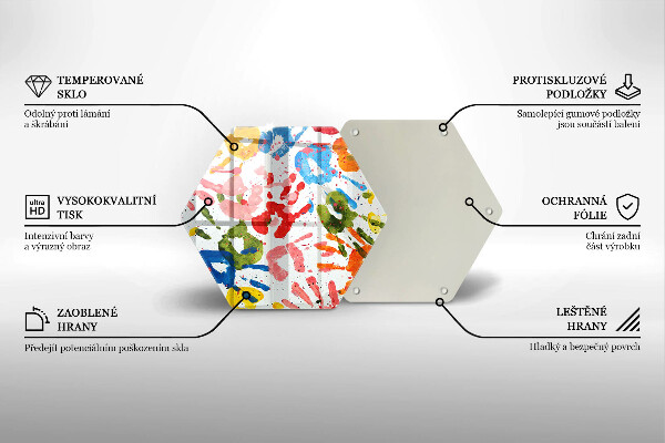 Kuchynská doska veľká zo skla Stopy detských rúk