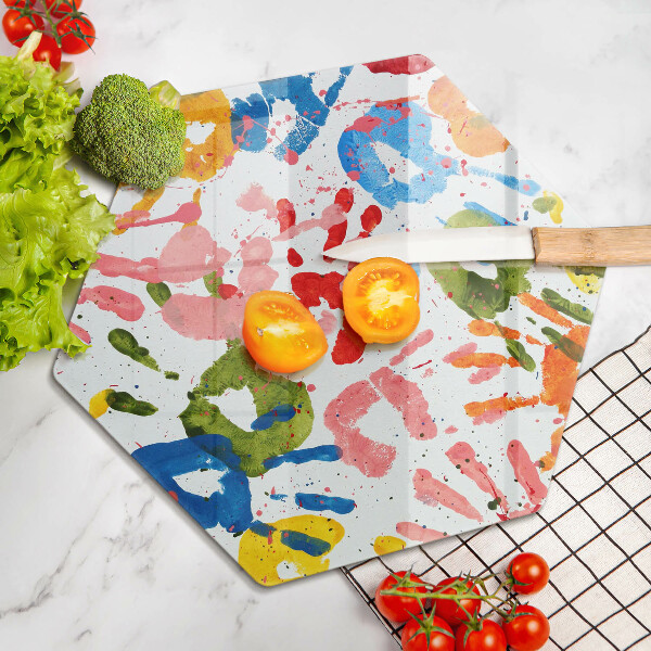 Kuchynská doska veľká zo skla Stopy detských rúk