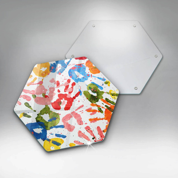 Kuchynská doska veľká zo skla Stopy detských rúk