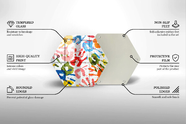 Kuchynská doska veľká zo skla Stopy detských rúk