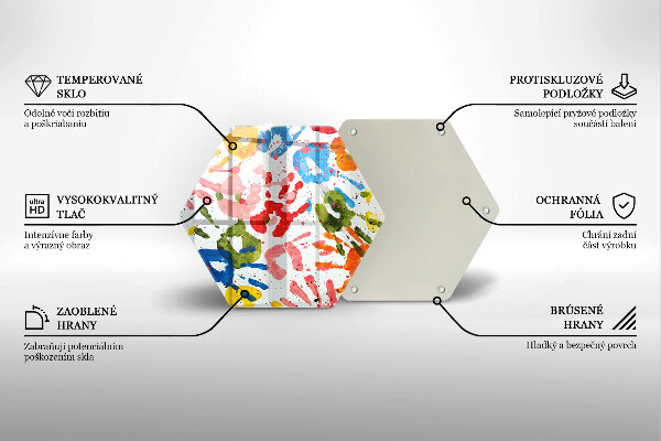 Kuchynská doska veľká zo skla Stopy detských rúk