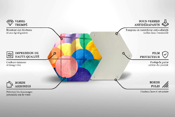 Kuchynská doska veľká zo skla Farebné kruhy
