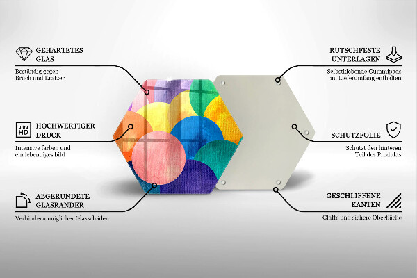 Kuchynská doska veľká zo skla Farebné kruhy