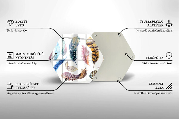 Kuchynská doska veľká zo skla Farebné vtáčie perie