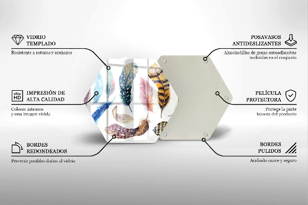 Kuchynská doska veľká zo skla Farebné vtáčie perie