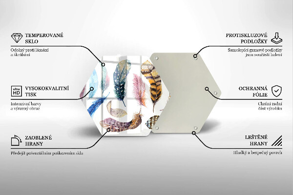 Kuchynská doska veľká zo skla Farebné vtáčie perie