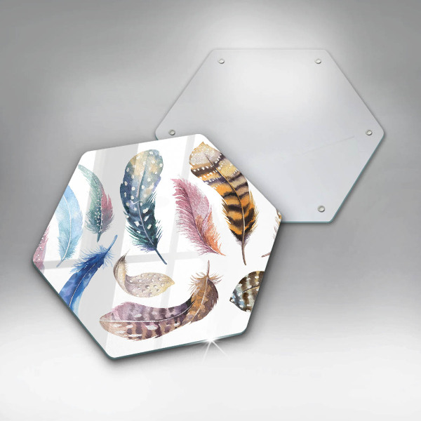 Kuchynská doska veľká zo skla Farebné vtáčie perie