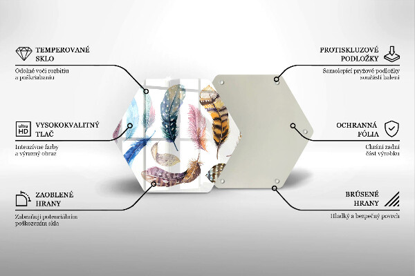 Kuchynská doska veľká zo skla Farebné vtáčie perie