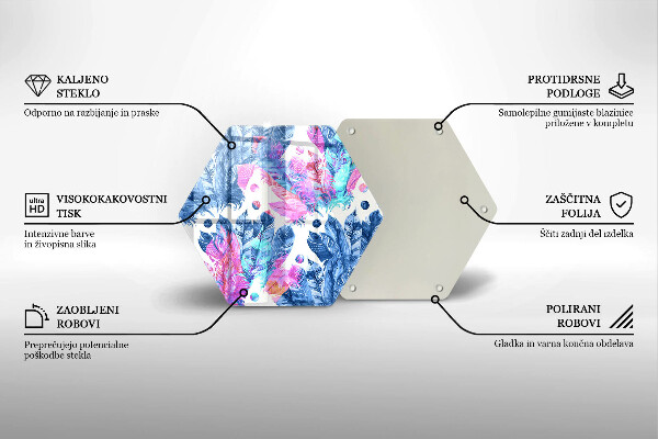 Kuchynská doska zo skla Perie boho ilustrácie
