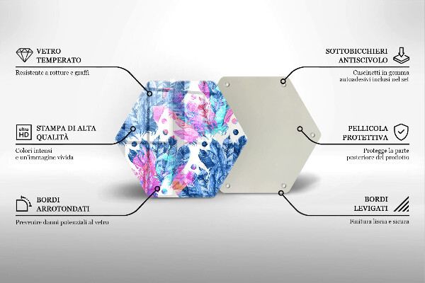 Kuchynská doska zo skla Perie boho ilustrácie