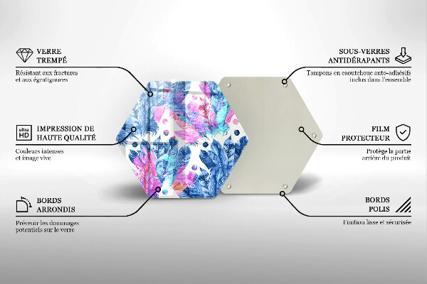 Kuchynská doska zo skla Perie boho ilustrácie