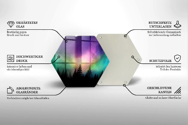 Kuchynská doska zo skla Polárna žiara a les