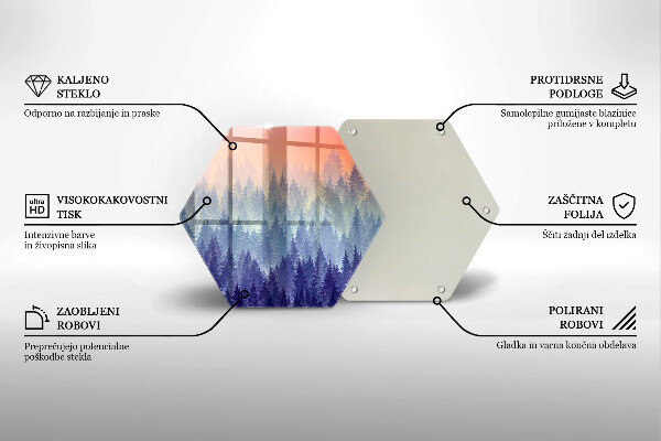 Kuchynská doska zo skla Les pri západe slnka