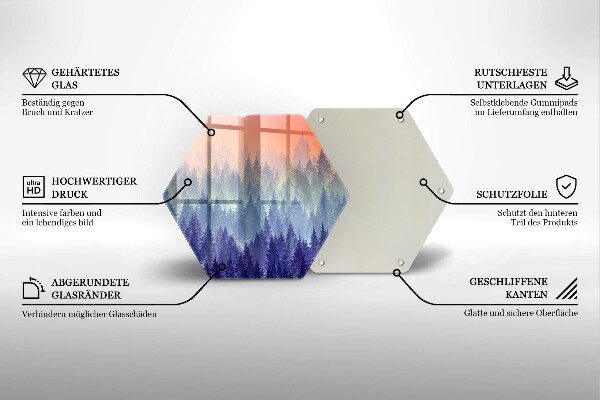 Kuchynská doska zo skla Les pri západe slnka