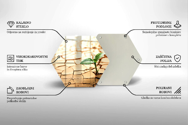 Kuchynská doska veľká zo skla Osamelá rastlina