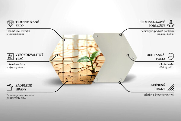 Kuchynská doska veľká zo skla Osamelá rastlina