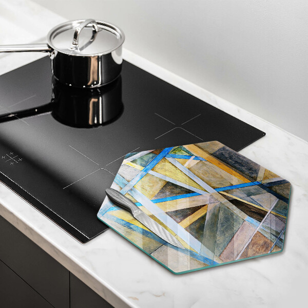 Kuchynská doska veľká zo skla Maľované čiary abstrakcie