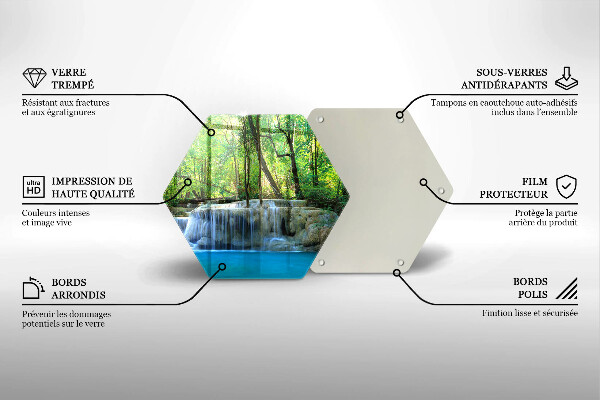 Kuchynská doska veľká zo skla Vodopád v lese