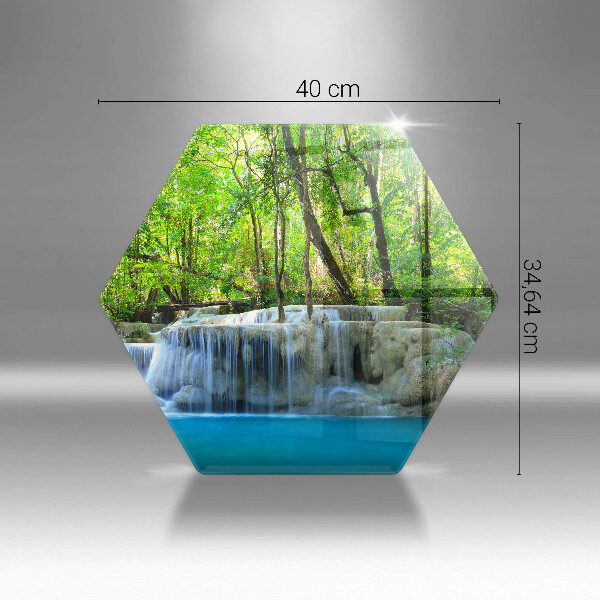 Kuchynská doska veľká zo skla Vodopád v lese