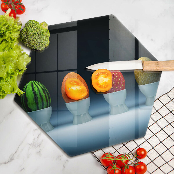 Kuchynská doska veľká zo skla Abstraktné ovocné vajcia