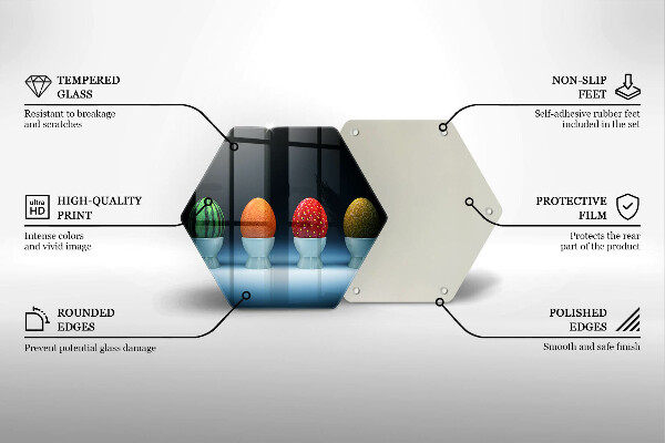 Kuchynská doska veľká zo skla Abstraktné ovocné vajcia