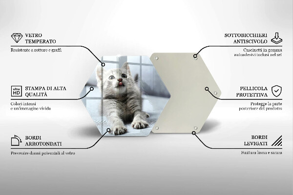 Kuchynská doska veľká zo skla Malé roztomilé mačiatko