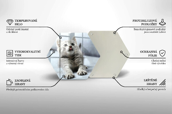 Kuchynská doska veľká zo skla Malé roztomilé mačiatko