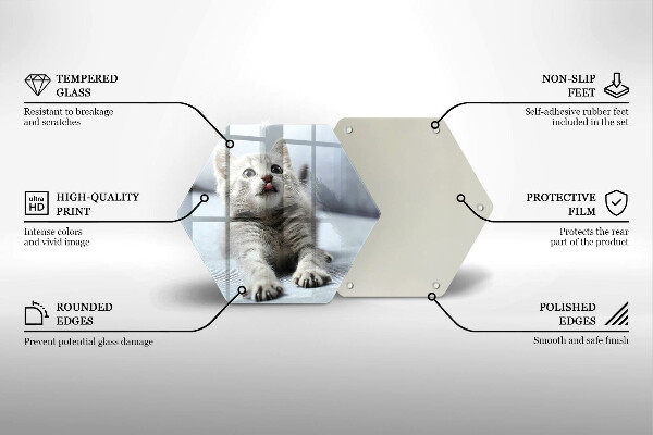Kuchynská doska veľká zo skla Malé roztomilé mačiatko