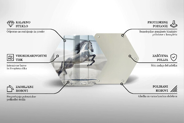 Kuchynská doska veľká zo skla Osy bieleho koňa