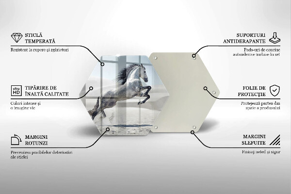 Kuchynská doska veľká zo skla Osy bieleho koňa