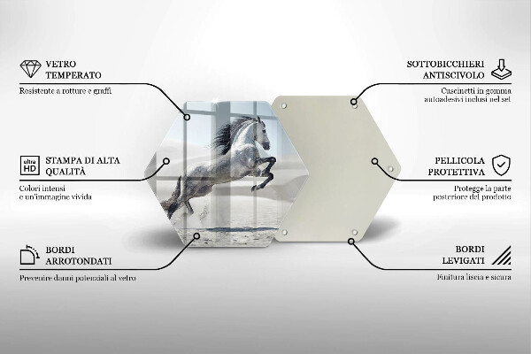 Kuchynská doska veľká zo skla Osy bieleho koňa