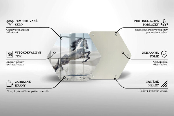 Kuchynská doska veľká zo skla Osy bieleho koňa