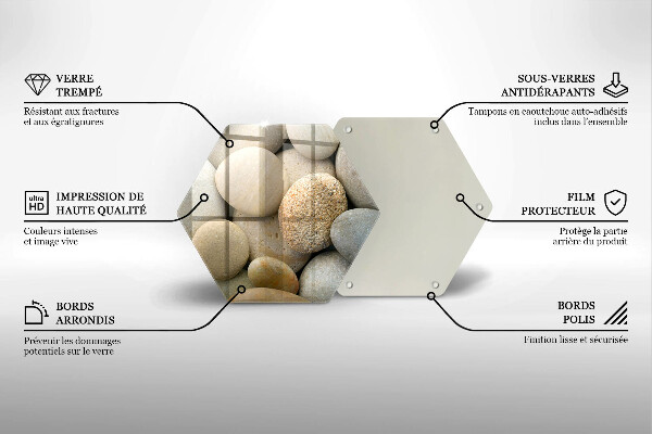 Kuchynská doska veľká zo skla Vzor oválnych kamienkov