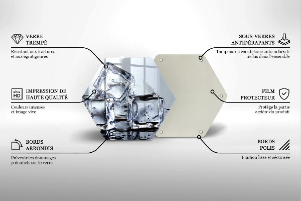 Kuchynská doska veľká zo skla Kocky ľadu