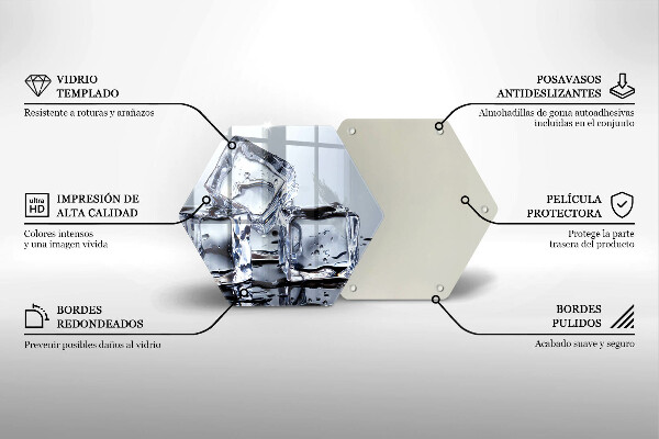 Kuchynská doska veľká zo skla Kocky ľadu