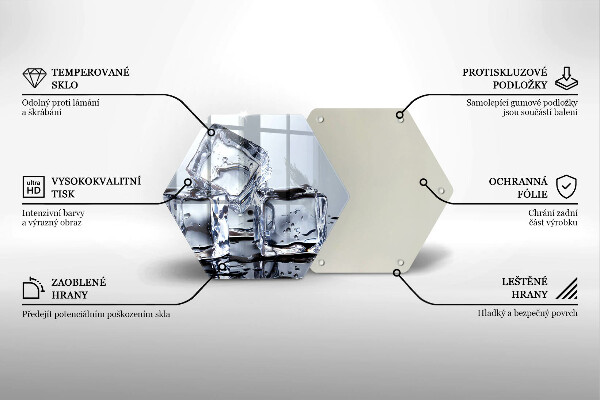 Kuchynská doska veľká zo skla Kocky ľadu