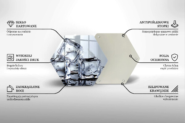 Kuchynská doska veľká zo skla Kocky ľadu